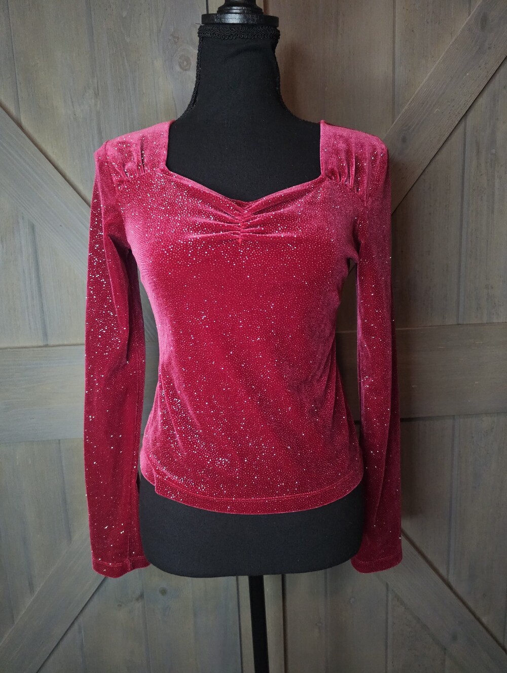 Vintage Girls Christie Brooks Red Long Sleeve Top sz 16